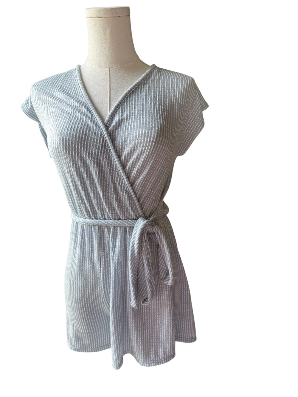 Caution To The Wind Light Blue Knit Romper size small - Picture 2 of 6